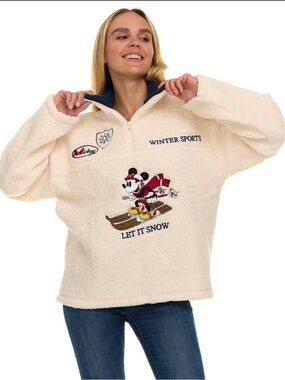 NWT Disney Cream Winter Sports Sweater